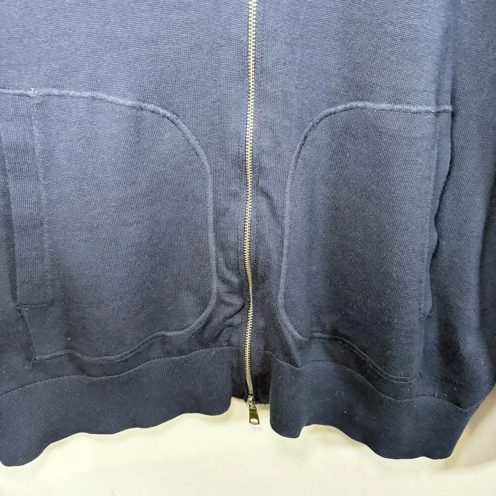 Banana Republic Supima Cotton Full Zip Cardigan Sweater Mens XL Navy Pockets